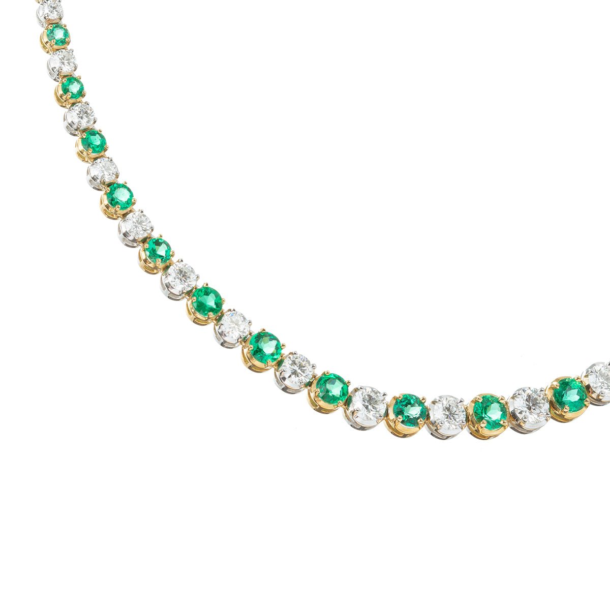 Greenleaf & Crosby - Diamond & Emerald Riviera Necklace