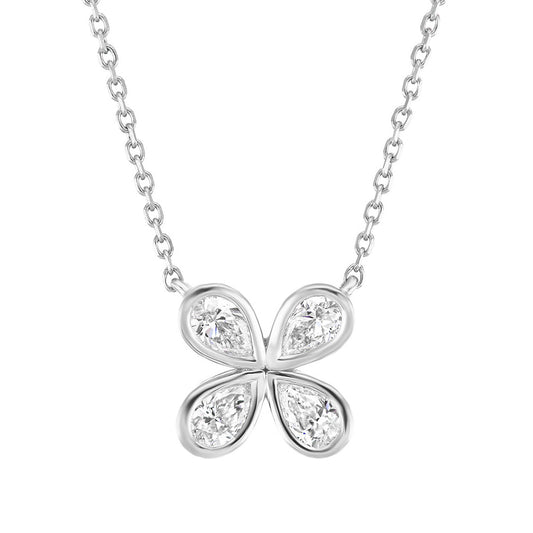 Greenleaf & Crosby - Four-Petal Pear Diamond Flower Pendant