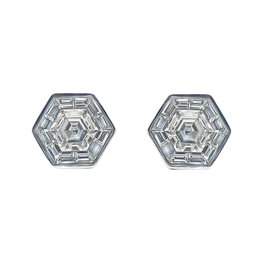 Greenleaf & Crosby - Hexagonal Diamond Mosaic Stud Earrings