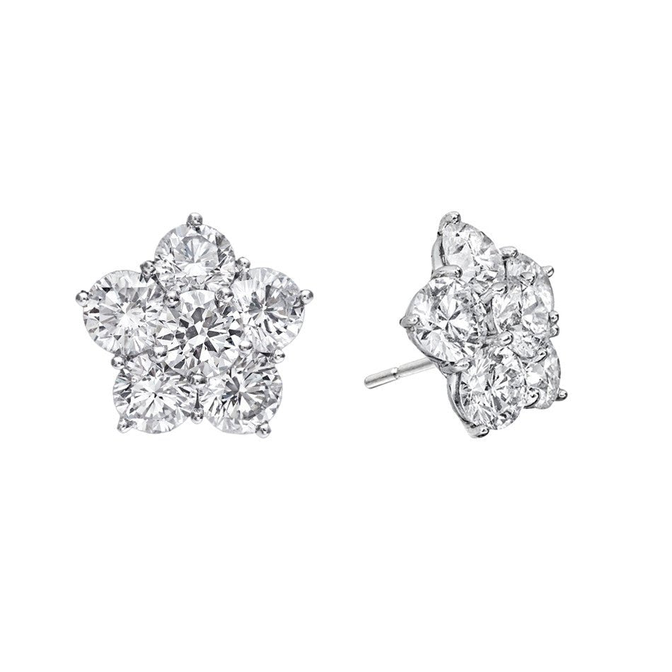 Greenleaf & Crosby - Large Diamond Flower Cluster Earrings (4.84ct)