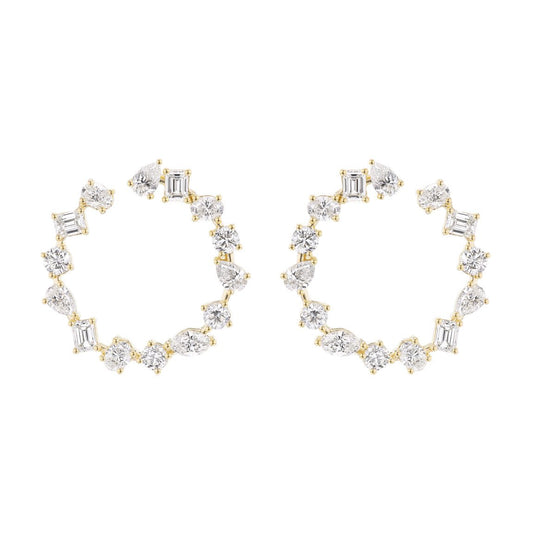 Greenleaf & Crosby - Mixed-Cut Diamond Circle Earrings