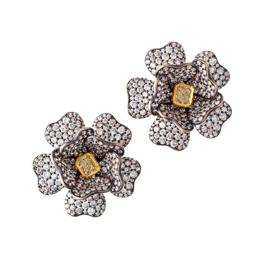 Greenleaf & Crosby - Multicolored Diamond Flower Earrings