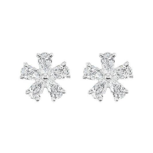Greenleaf & Crosby - Pear Diamond Flower Cluster Stud Earrings