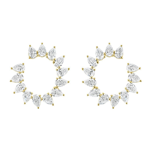 Greenleaf & Crosby - Pear-Shaped Diamond Circle Earrings