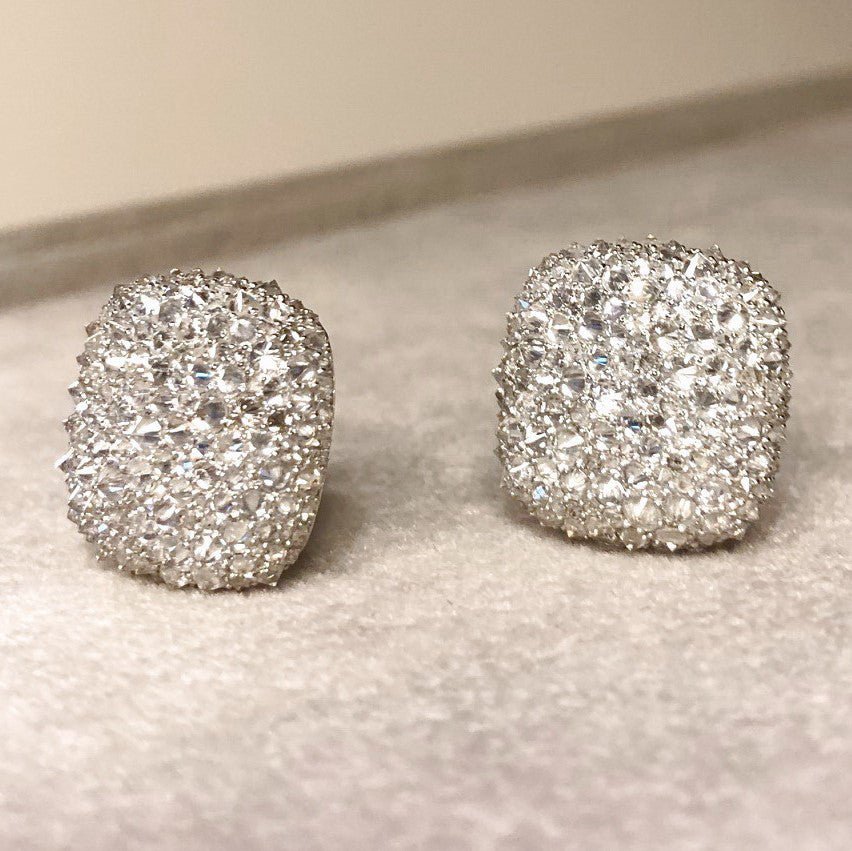 Greenleaf & Crosby - Reverse-Set Diamond Cushion Earrings