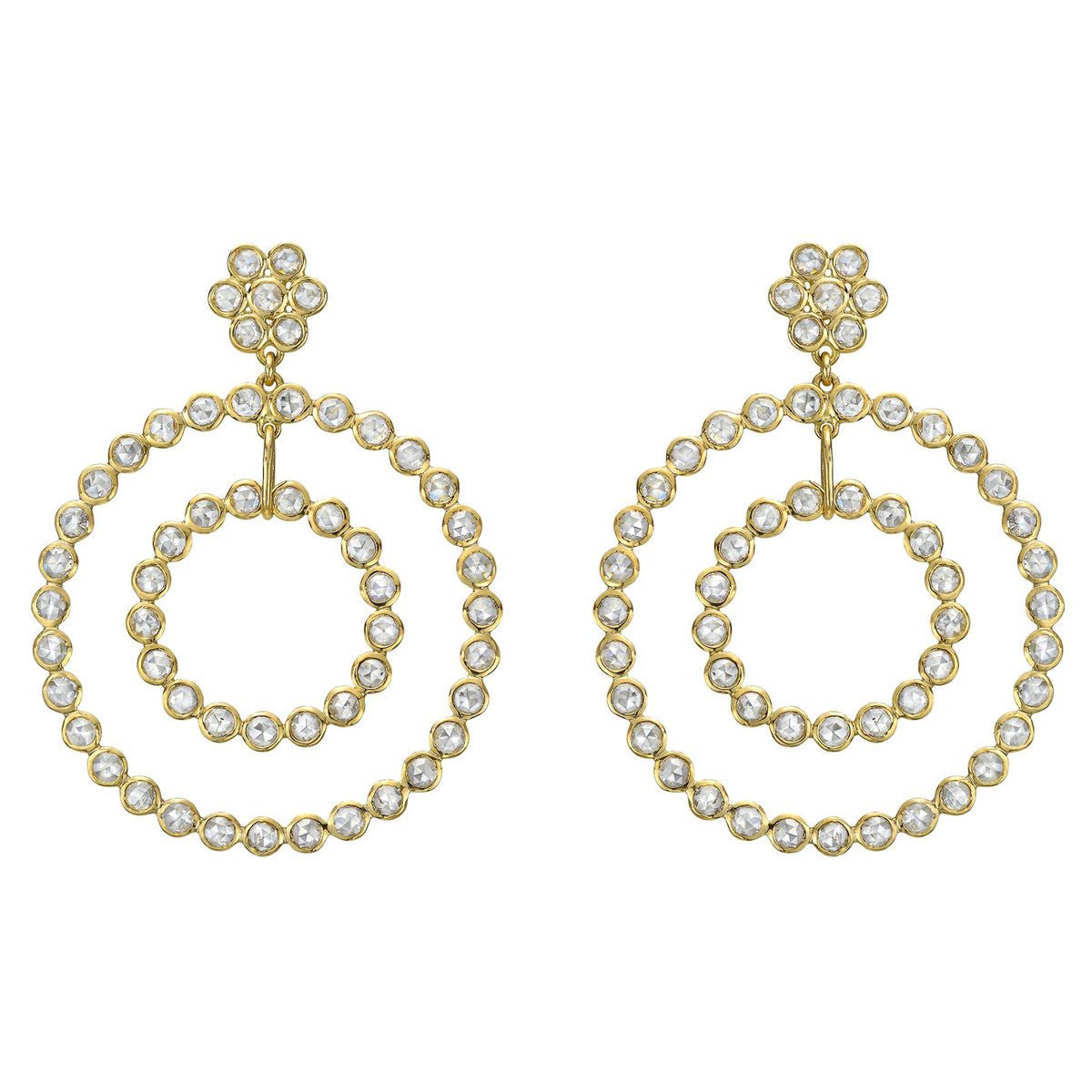 Greenleaf & Crosby - Rose-Cut Diamond Double Circle Drop Earrings