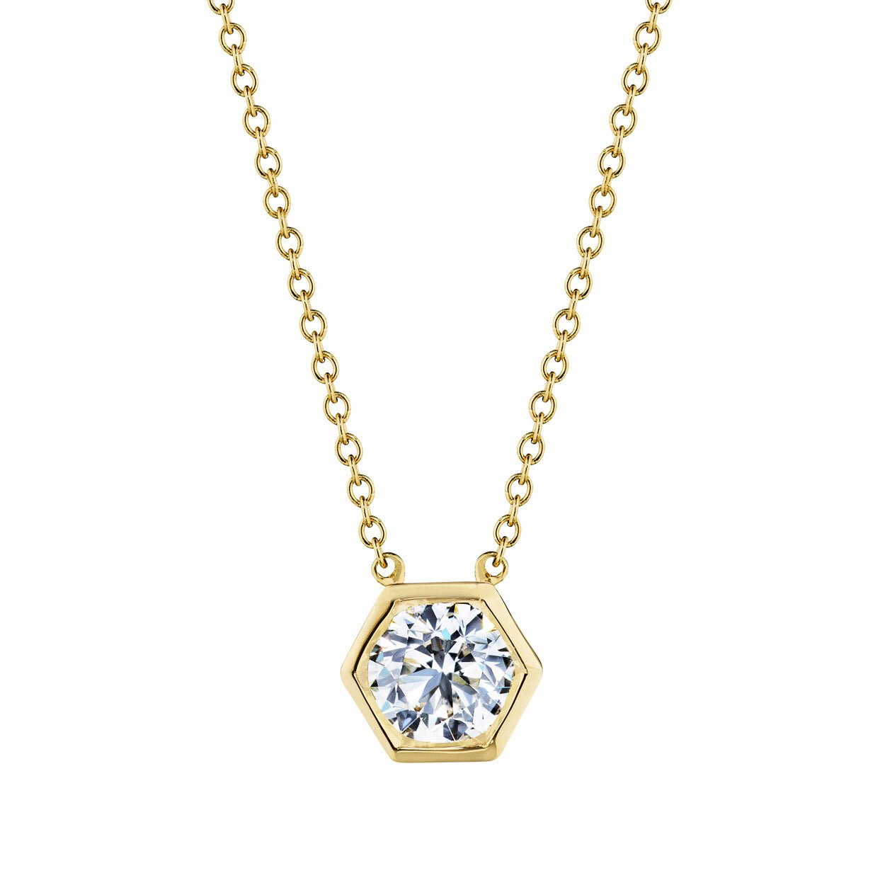 Greenleaf & Crosby - Round Brilliant Hexagonal Solitaire Pendant