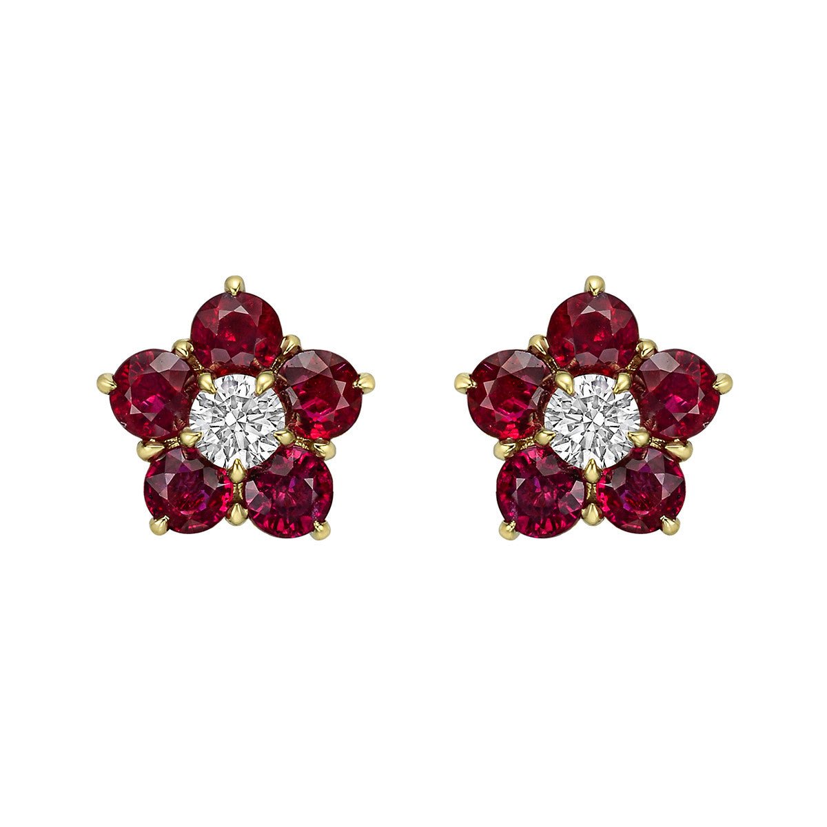 Greenleaf & Crosby - Ruby Diamond Flower Cluster Earrings