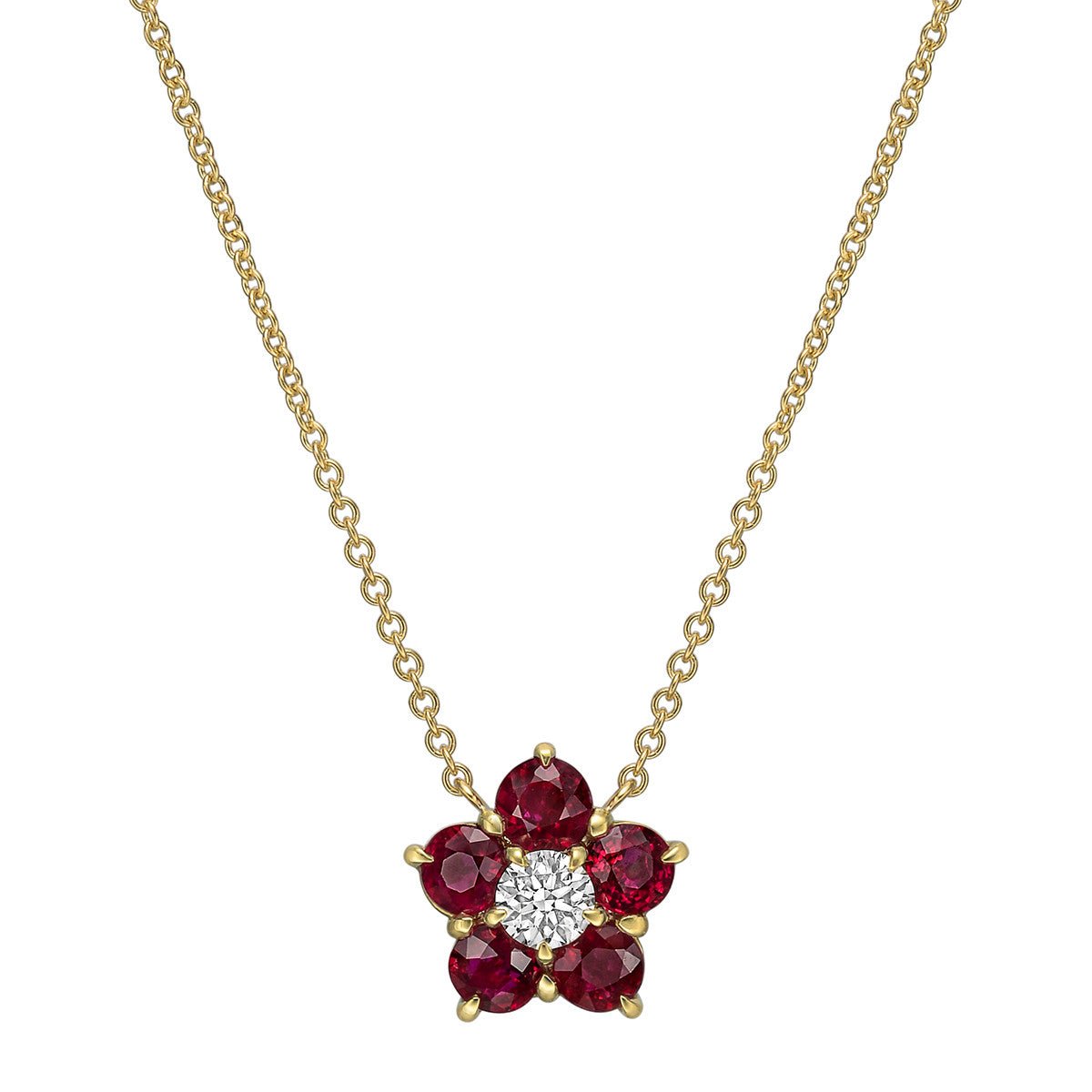 Greenleaf & Crosby - Ruby Diamond Flower Cluster Pendant