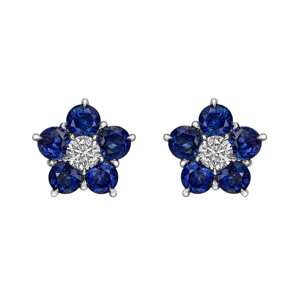 Greenleaf & Crosby - Sapphire Diamond Flower Cluster Earrings