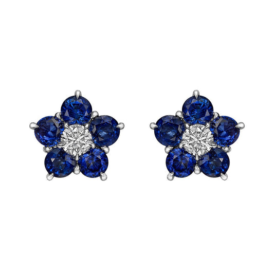 Greenleaf & Crosby - Sapphire Diamond Flower Cluster Earrings