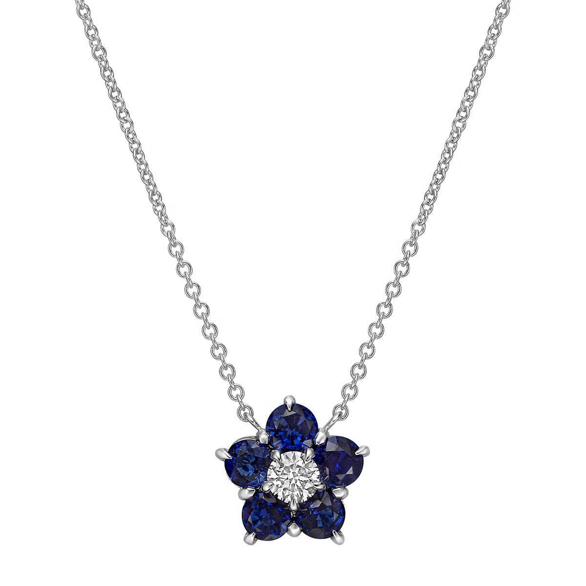 Greenleaf & Crosby - Sapphire Diamond Flower Cluster Pendant