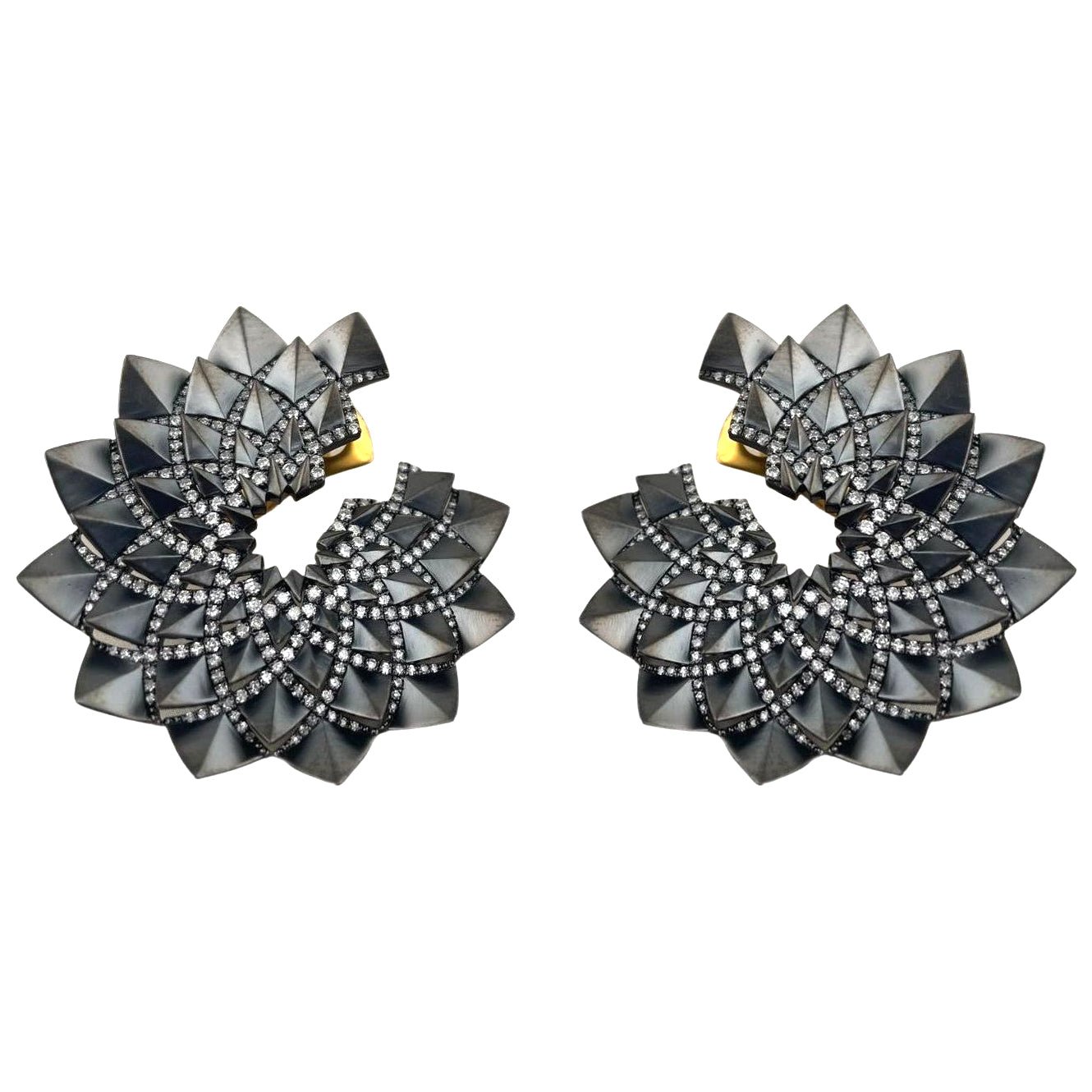 Greenleaf & Crosby - Silver Diamond Geometric Earrings