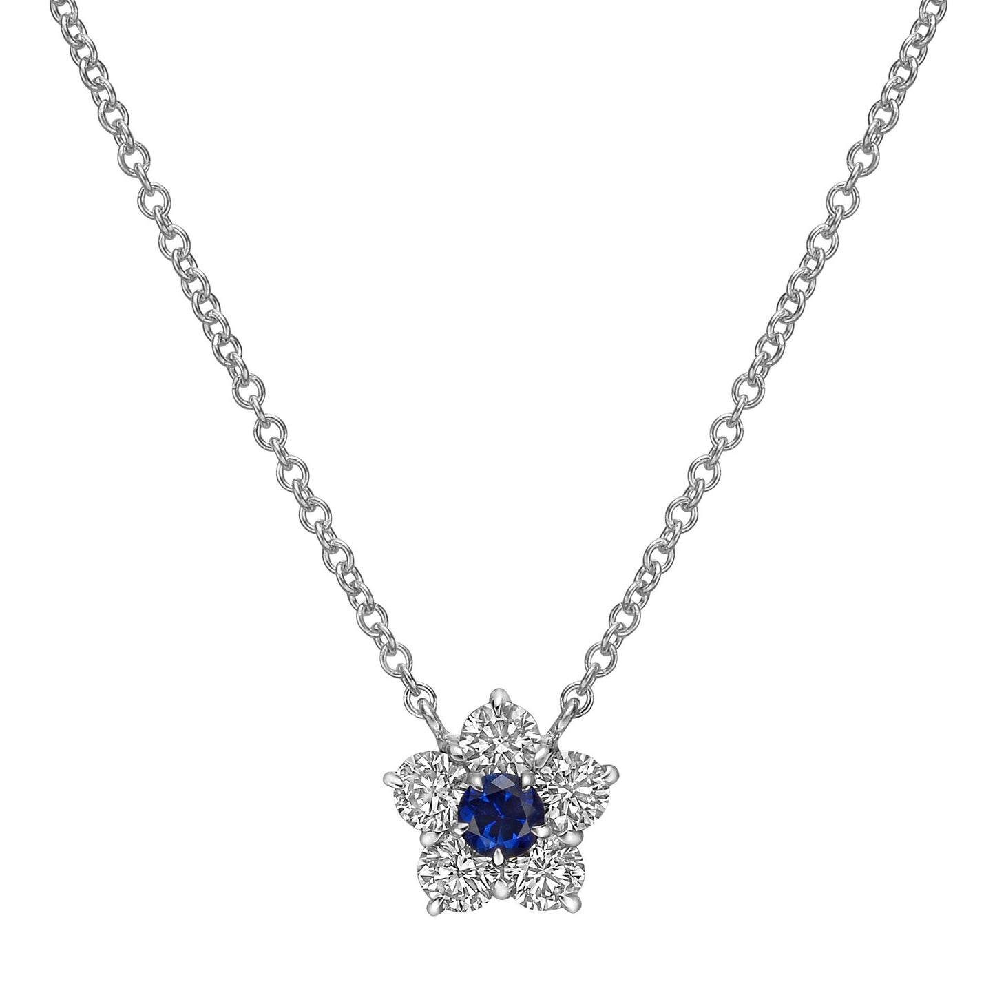 Greenleaf & Crosby - Small Diamond Sapphire Flower Cluster Pendant