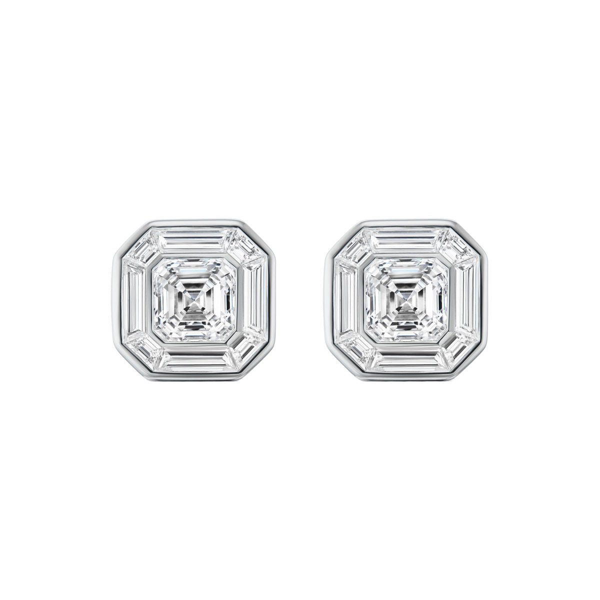 Greenleaf & Crosby - Square Emerald-Cut Diamond Mosaic Earrings