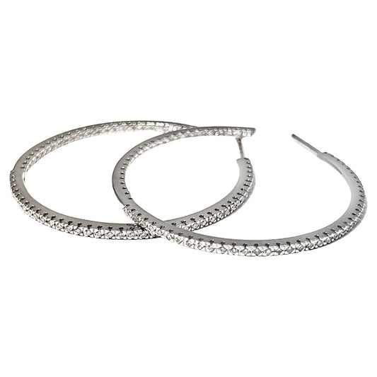 Gucci - 18k White Gold Diamond Hoop Earrings