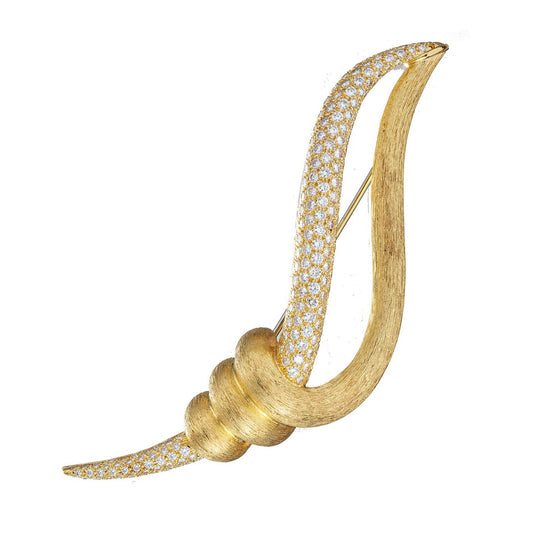 Henry Dunay - 18k Yellow Gold Diamond Sabi Shell Brooch
