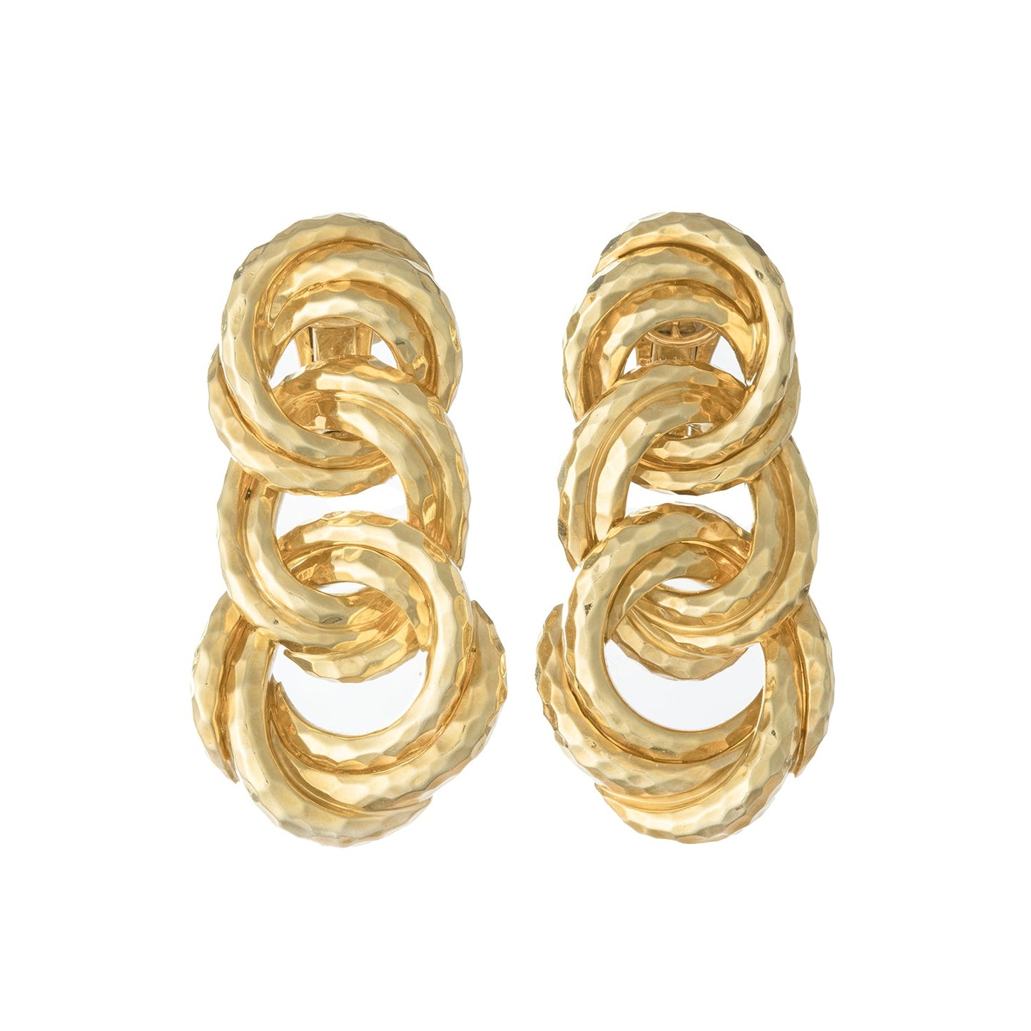Henry Dunay - Textured 18k Yellow Gold Circle Link Earrings
