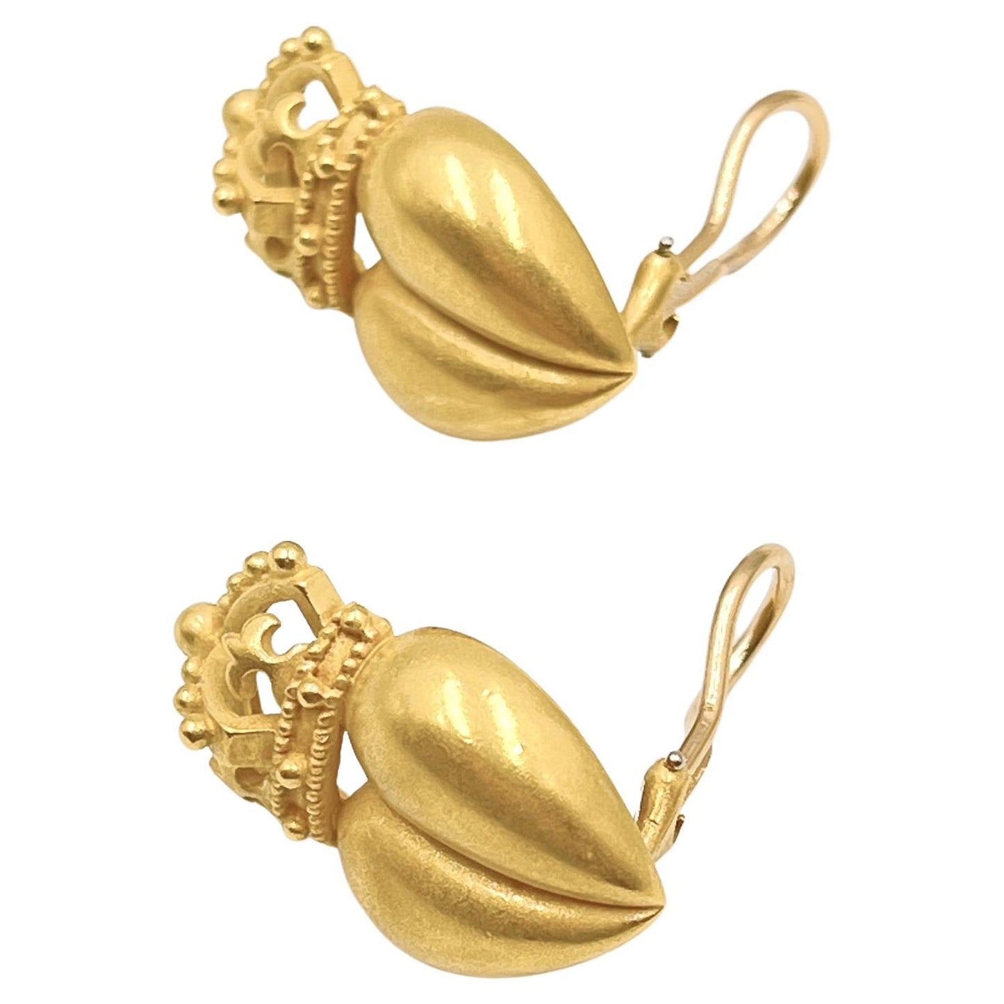 Kieselstein-Cord - 18k Yellow Gold Crowned Heart Earrings