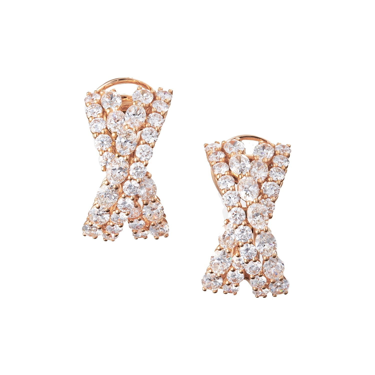 Leo Pizzo - 18k Rose Gold Diamond Crossover Earrings