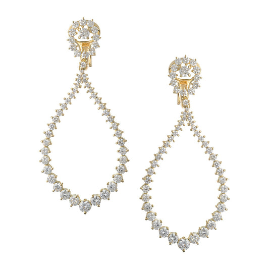 Leo Pizzo - 18k Yellow Gold Diamond Long Teardrop Earrings