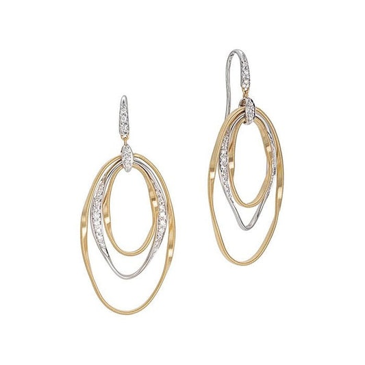 Estate Marco Bicego 18k Gold Diamond Marrakech Onde Drop Earrings
