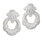 Marina B - 1980s 18k White Gold Diamond Door Knocker Earrings