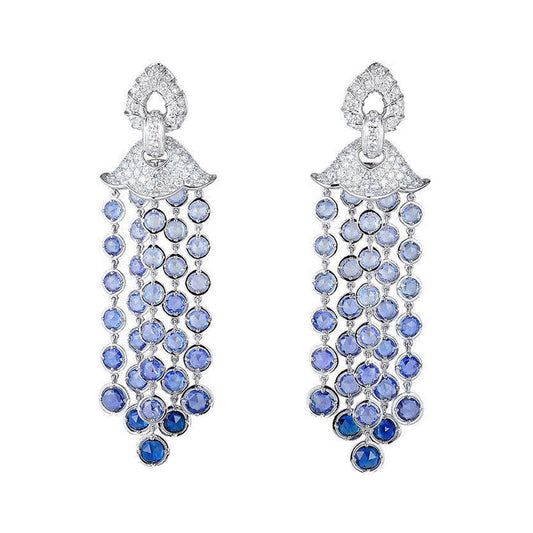 Marina B - Sapphire Diamond Pampilles Chandelier Earrings