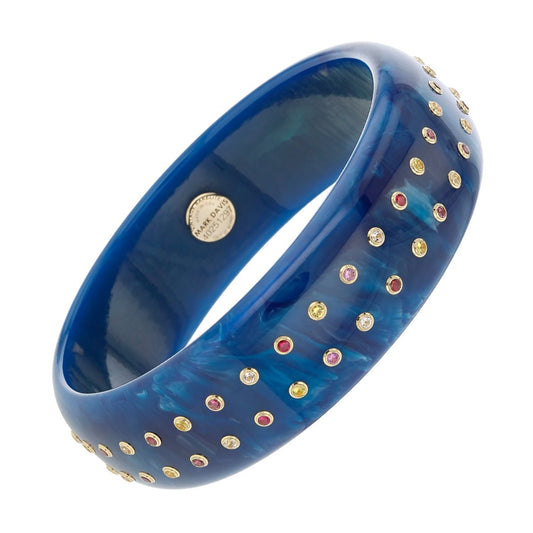 Mark Davis - Marbled Blue Bakelite Gemstone "Anne" Bangle