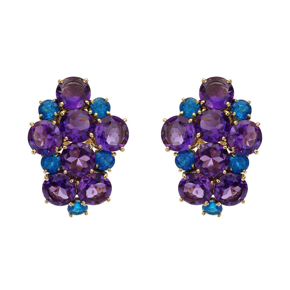 Peggy Guinness - 18k Yellow Gold Amethyst Apatite Earrings