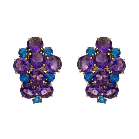 Peggy Guinness - 18k Yellow Gold Amethyst Apatite Earrings