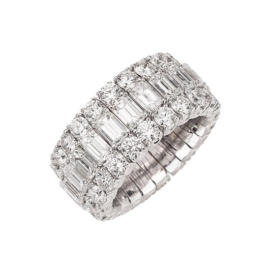 Picchiotti - Emerald & Round-Cut Diamond 3-Row Expandable Band