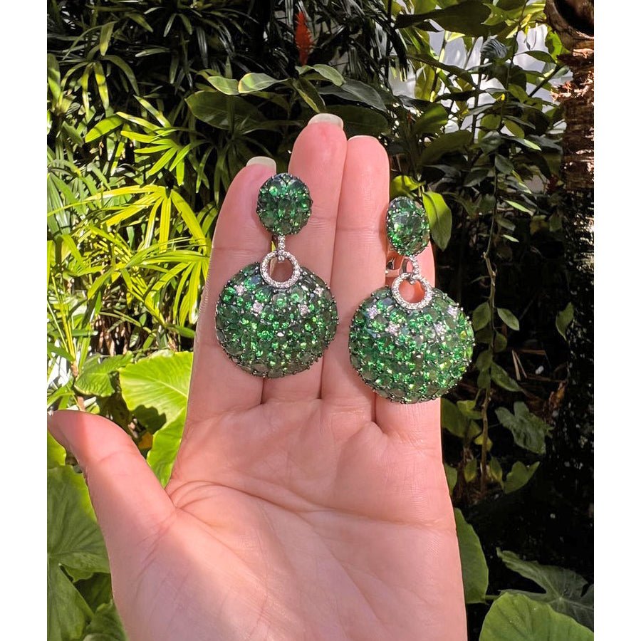 Piranesi - Tsavorite Garnet Diamond Pendant Earrings