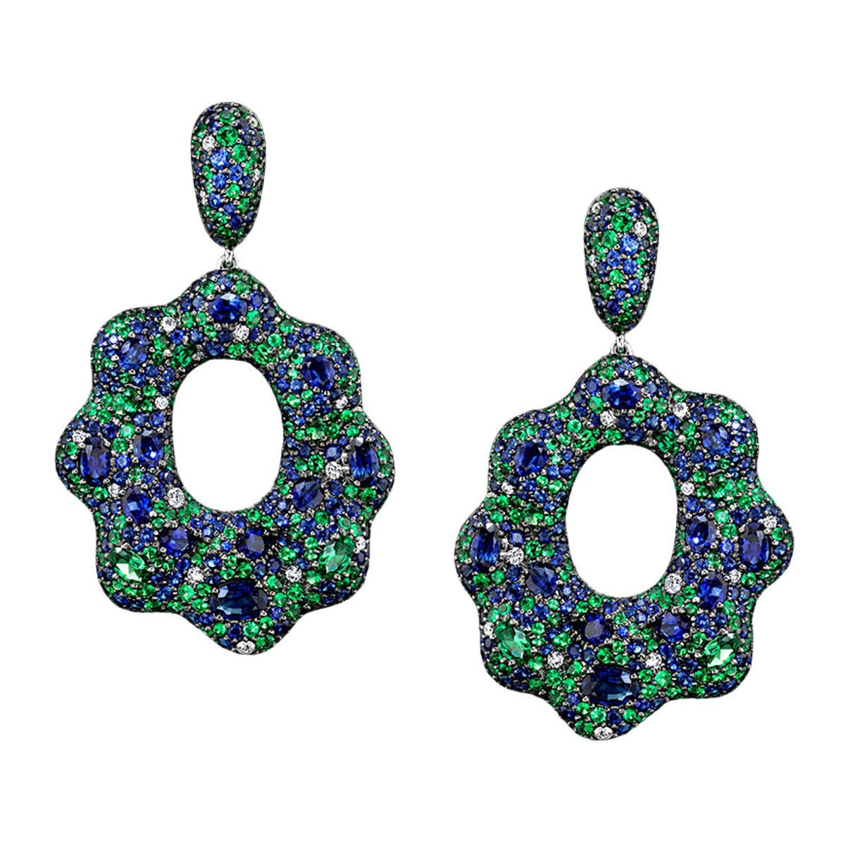 Robert Procop - Sapphire Tsavorite Diamond Drop Earrings