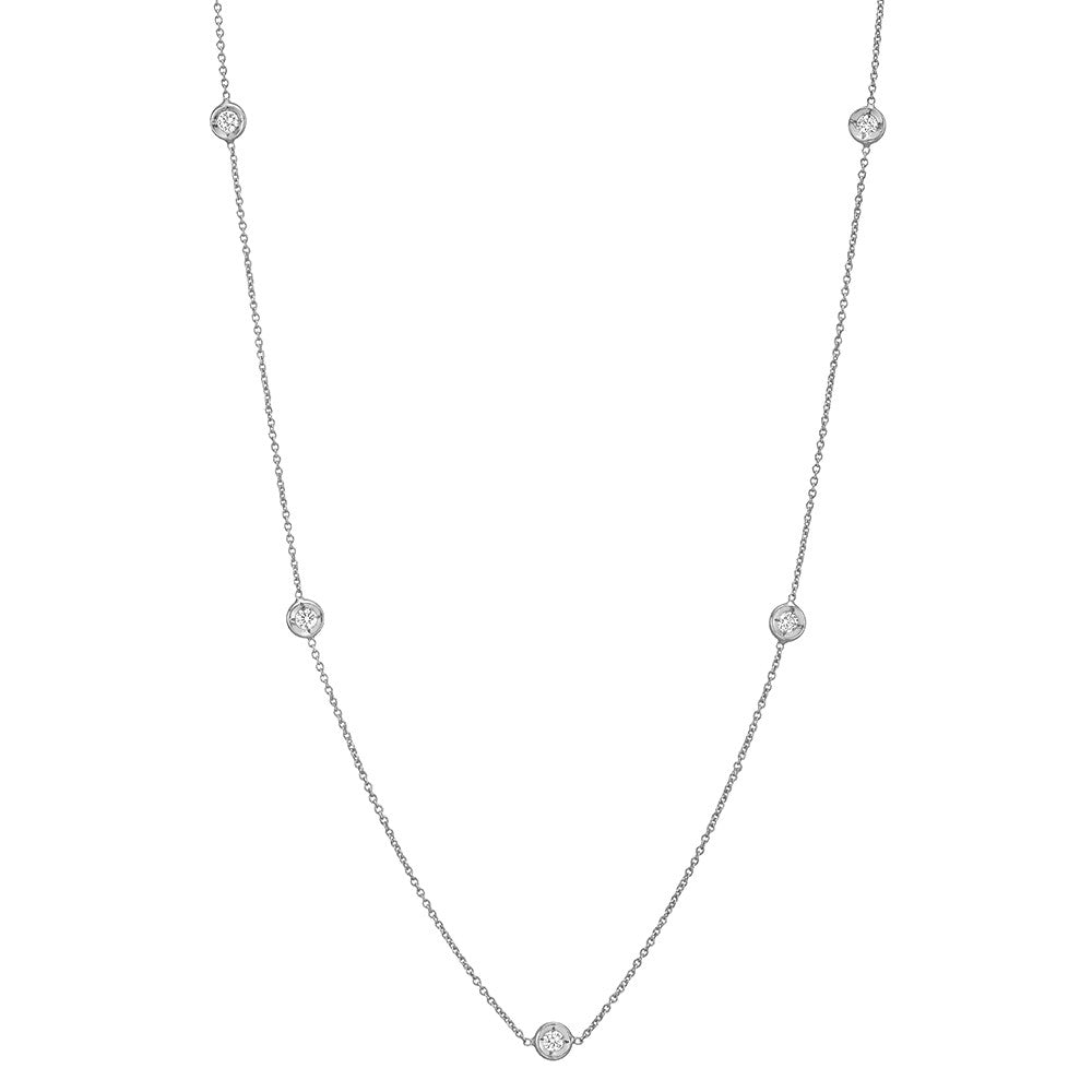 Roberto Coin - 18k White Gold Five Diamond Chain Necklace