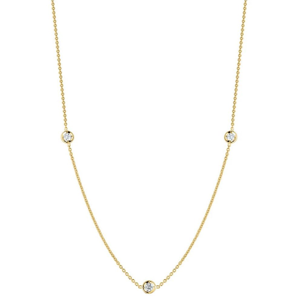 Roberto Coin - 18k Yellow Gold Three Diamond Chain Necklace