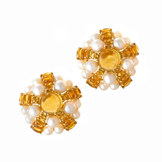 Seaman Schepps - Citrine Pearl Sea Urchin Domed Earrings