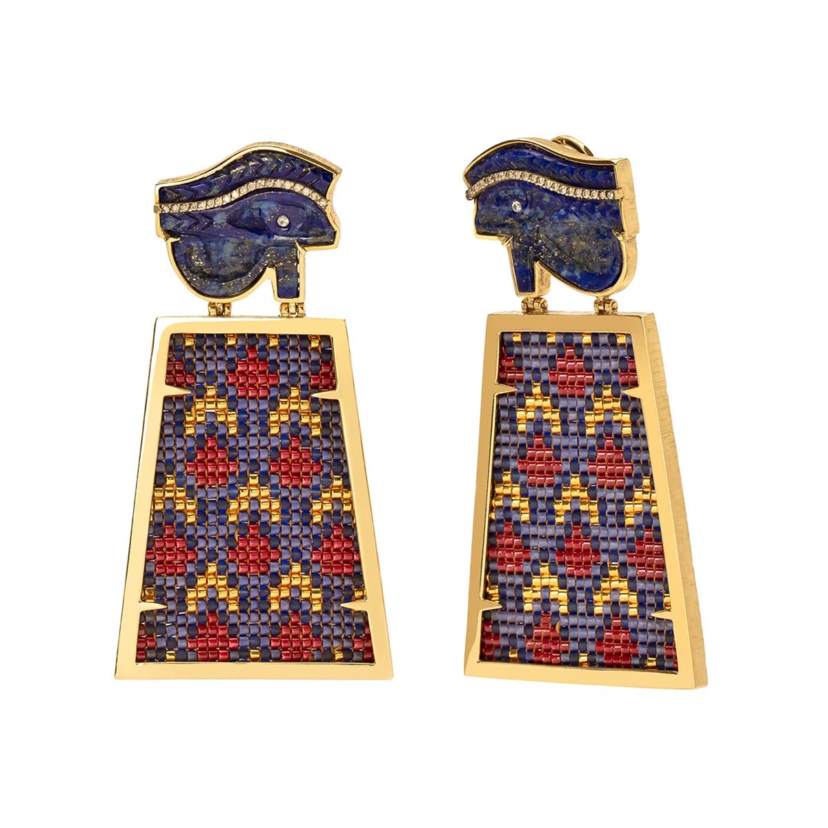 Silvia Furmanovich - 18k Yellow Gold Eye of Horus Beaded Drop Earrings