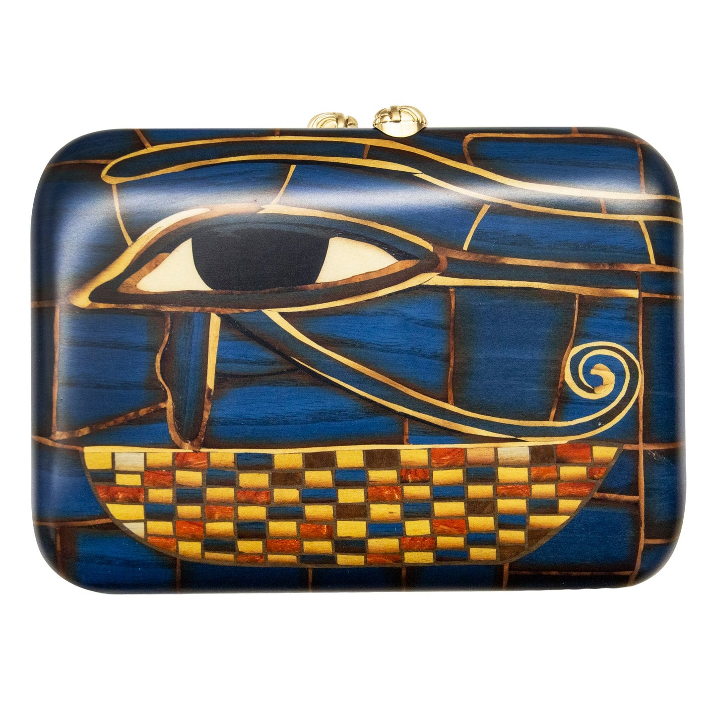 Silvia Furmanovich - Hand-Painted Marquetry Eye of Horus Clutch