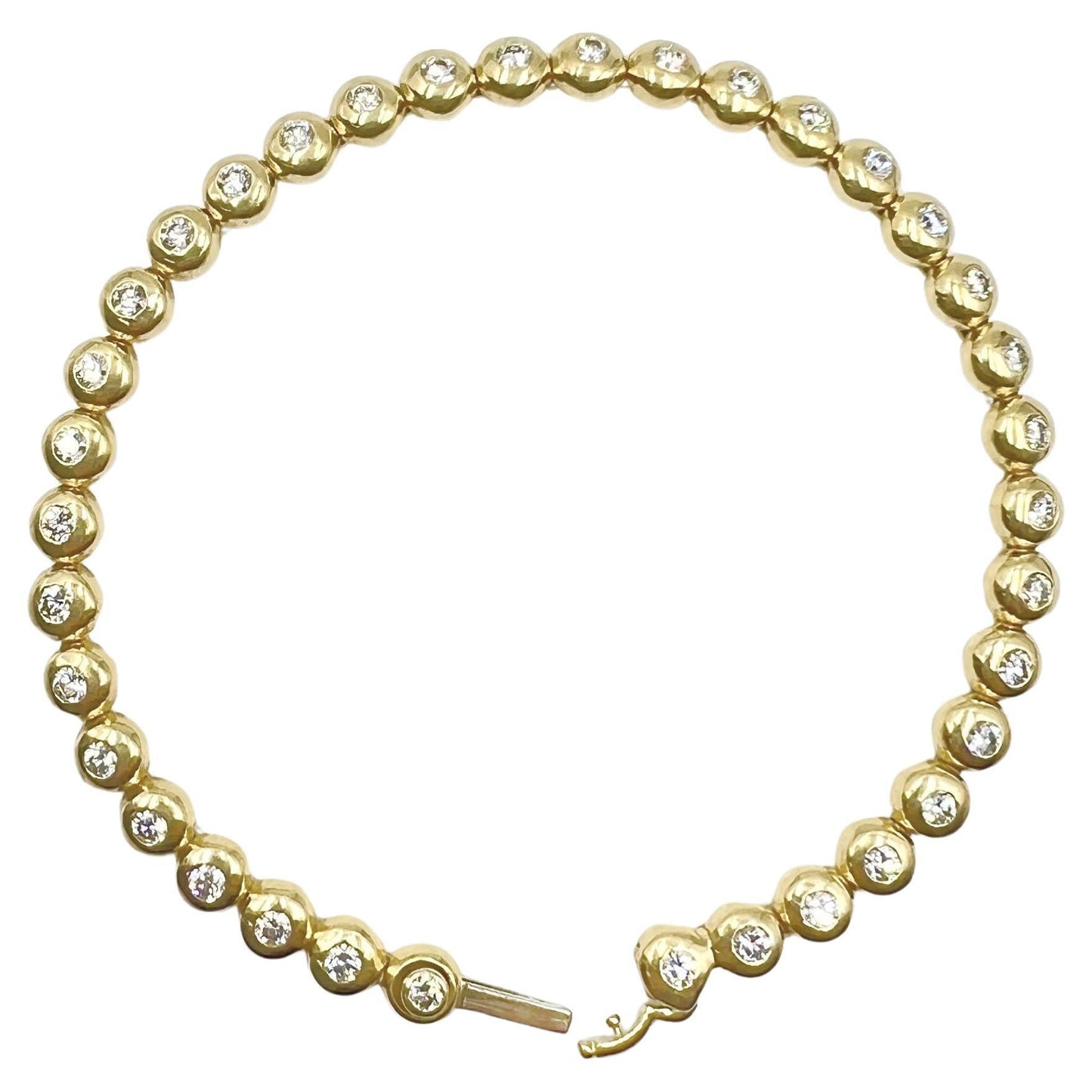 Tiffany & Co - 18k Yellow Gold Bezel-Set Diamond Line Bracelet