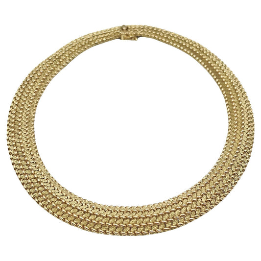 Tiffany & Co - 1970s Woven Yellow Gold Mesh Collar Necklace