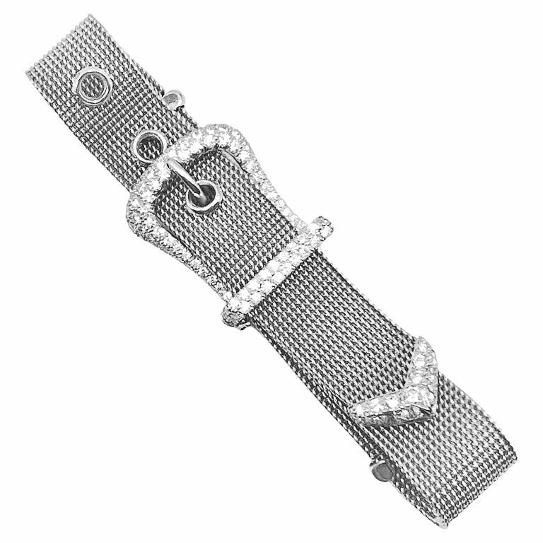 Tiffany & Co - Platinum Diamond Mesh Buckle Bracelet