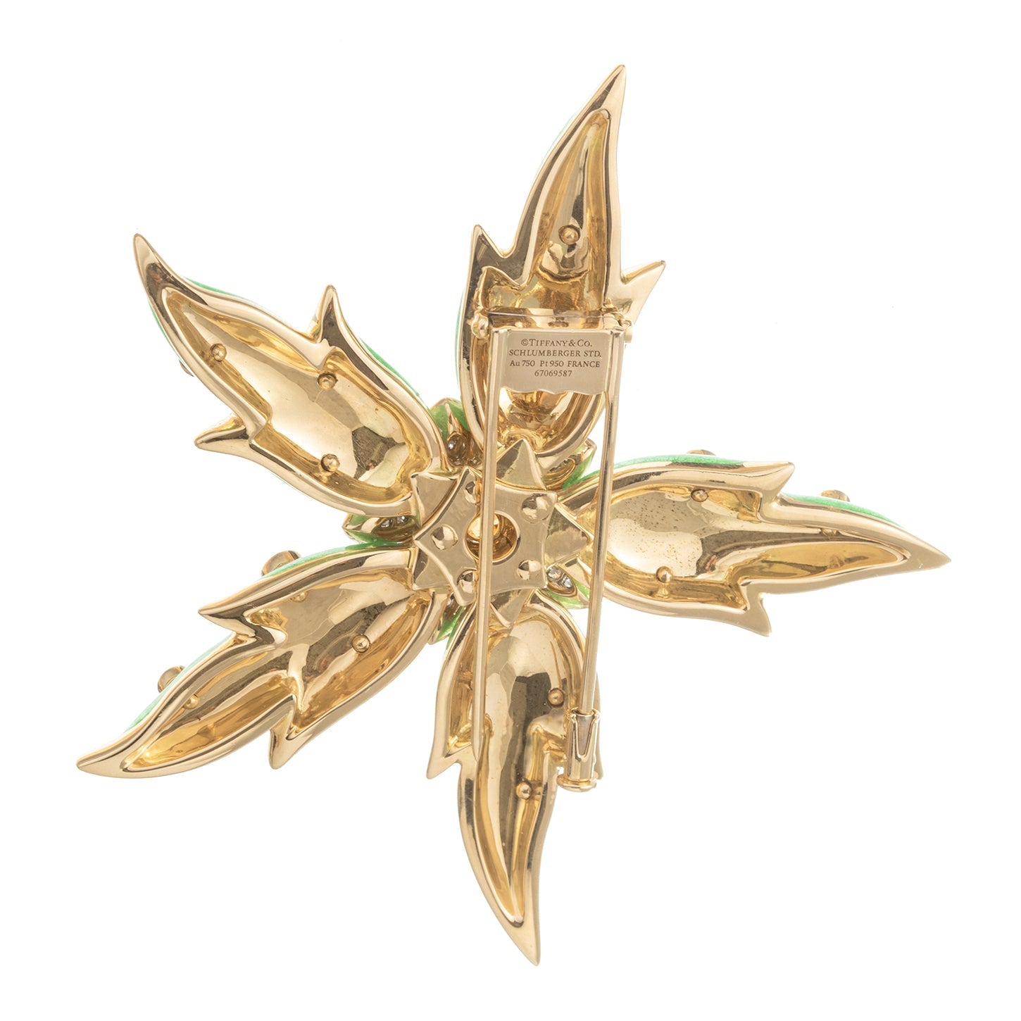 Tiffany & Co - Schlumberger Green Enamel Garnet Tanzanite Starfish Pin