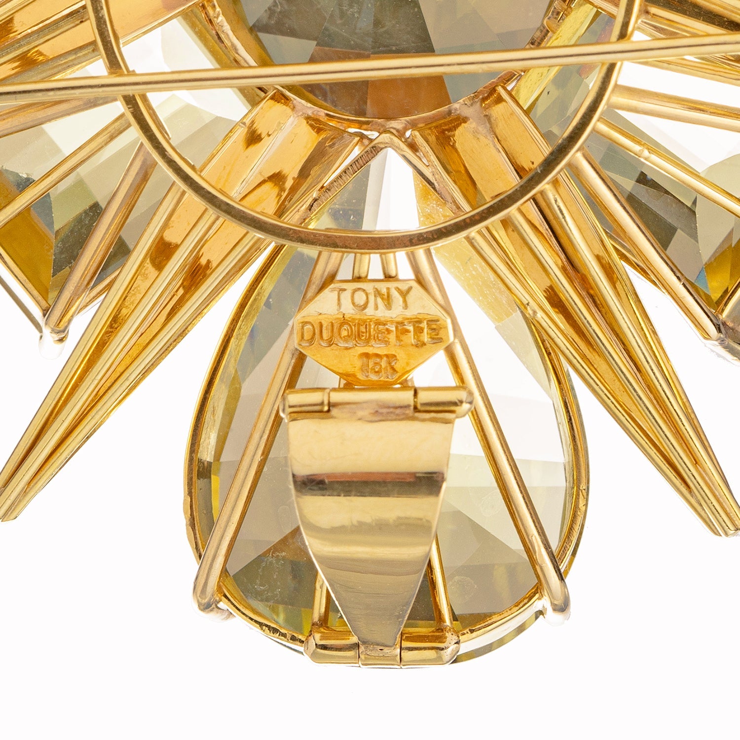 Tony Duquette - 18k Yellow Gold Citrine Starburst Pendant Brooch
