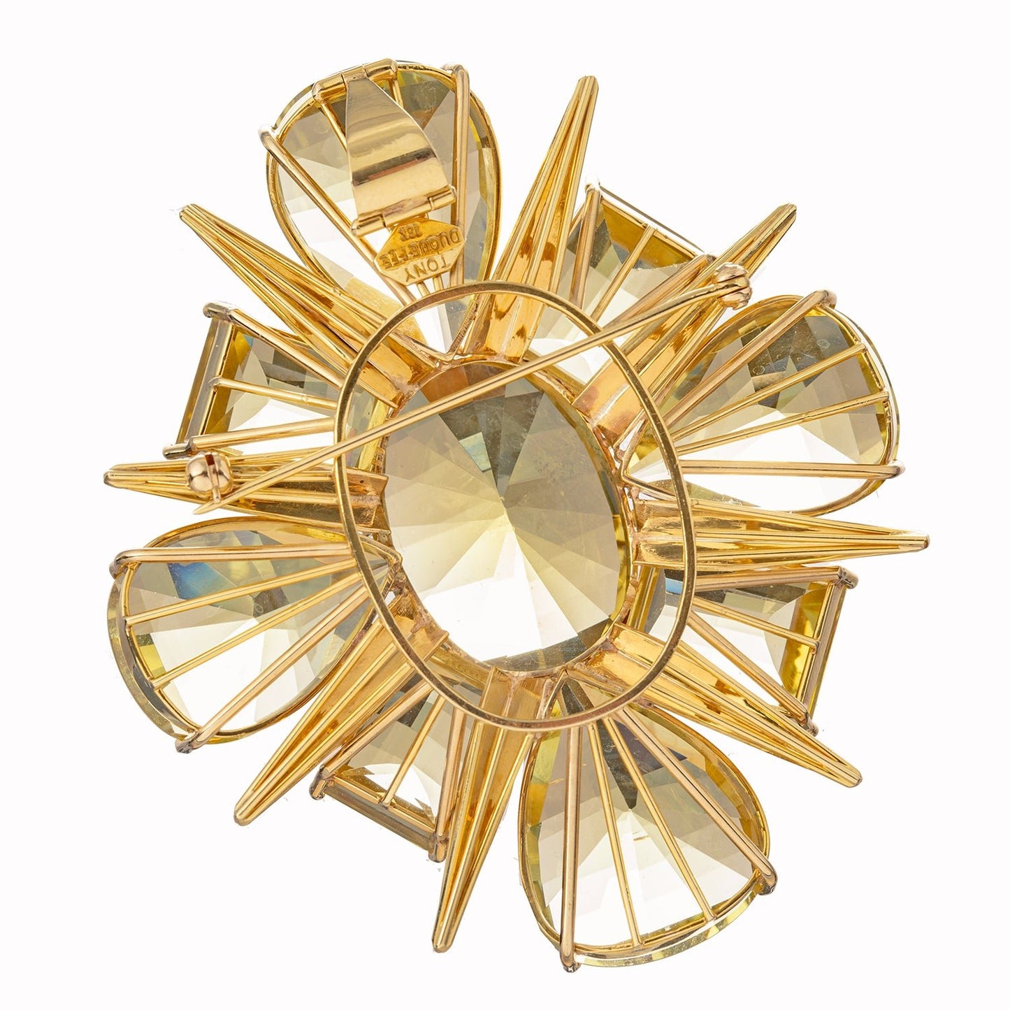 Tony Duquette - 18k Yellow Gold Citrine Starburst Pendant Brooch