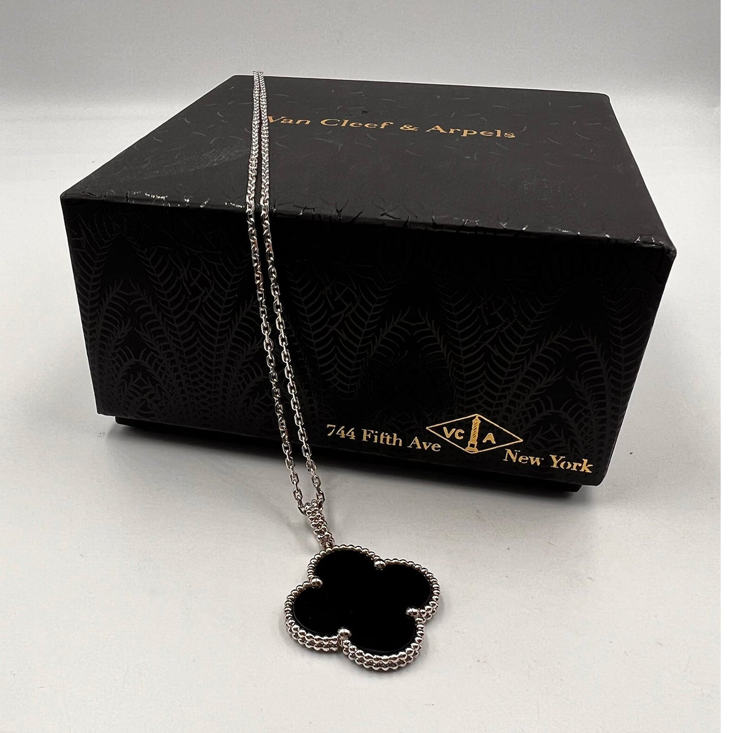Van Cleef & Arpels - 18k White Gold Black Onyx Magic Alhambra Pendant