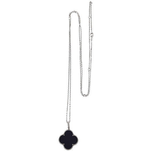 Van Cleef & Arpels - 18k White Gold Black Onyx Magic Alhambra Pendant