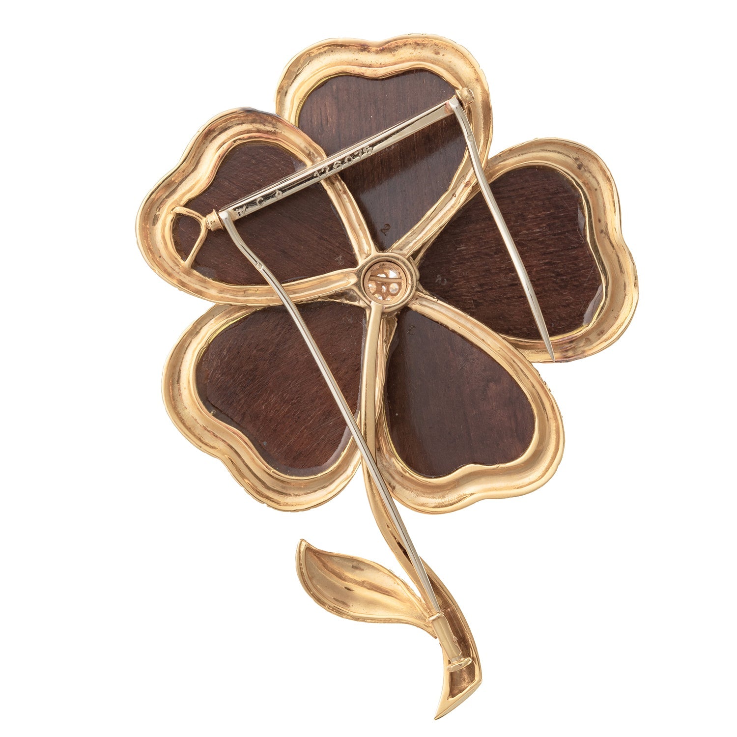 Van Cleef & Arpels - Large 18k Yellow Gold Diamond Wood Clematis Brooch