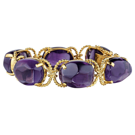 Verdura - 18k Yellow Gold Amethyst Pebble Bracelet