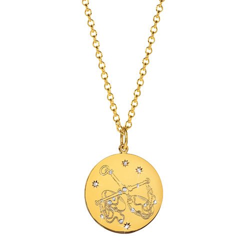 Verdura - 18k Yellow Gold Diamond Libra Zodiac Pendant